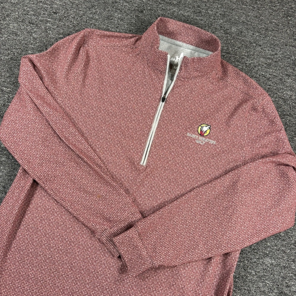 Johnnie-O Pullover Mens Medium Maroon Saint Ignatius Golf 1/4 Zip Houndstooth